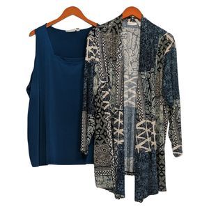 Susan Graver 3X Women's Blue and Black Patterned Set